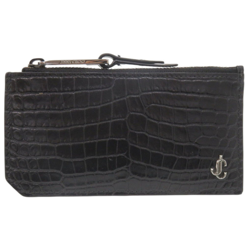 Jimmy Choo CASEY Embossed Leather Black Fragment Case Business Card Holder/Ca...